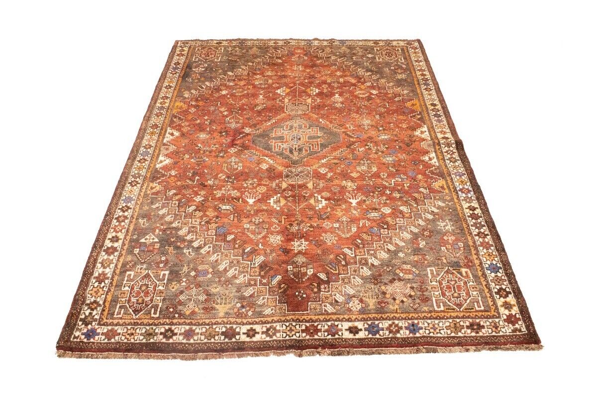 Tribal Vintage Oriental Rug Rusty Red Carpet