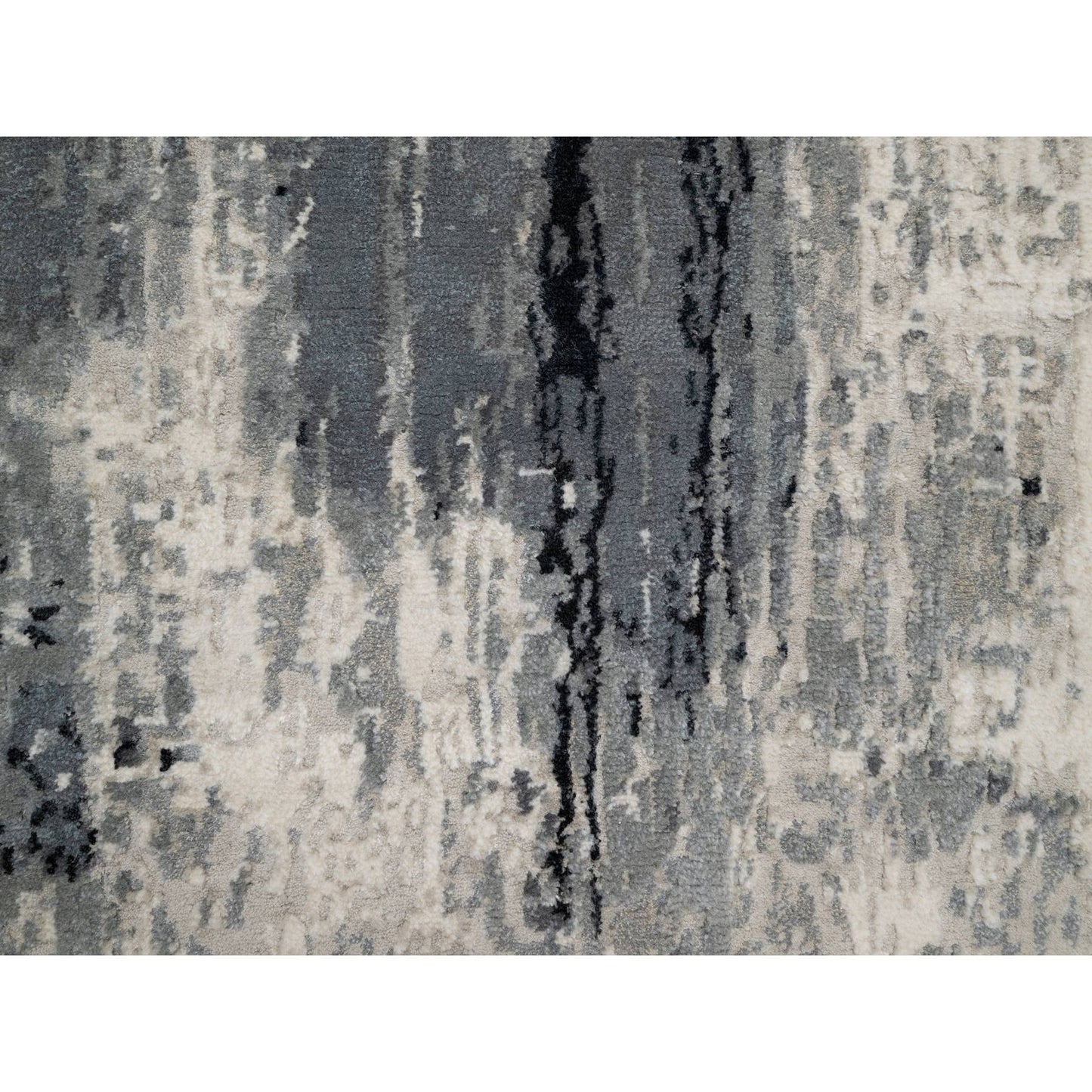 2'7"X6'4" Sable Black Abstract Design Wool & Silk Hand Knotted Runner Rug
