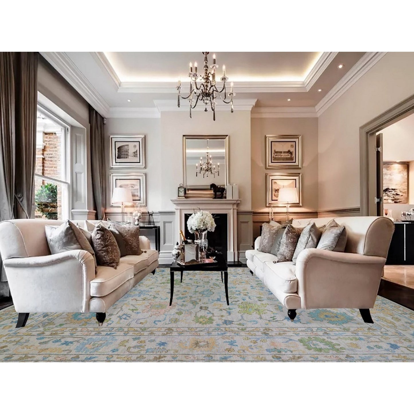 12'4"X14'10" White 100% Wool Oushak Weave Hand Knotted Oversized Rug