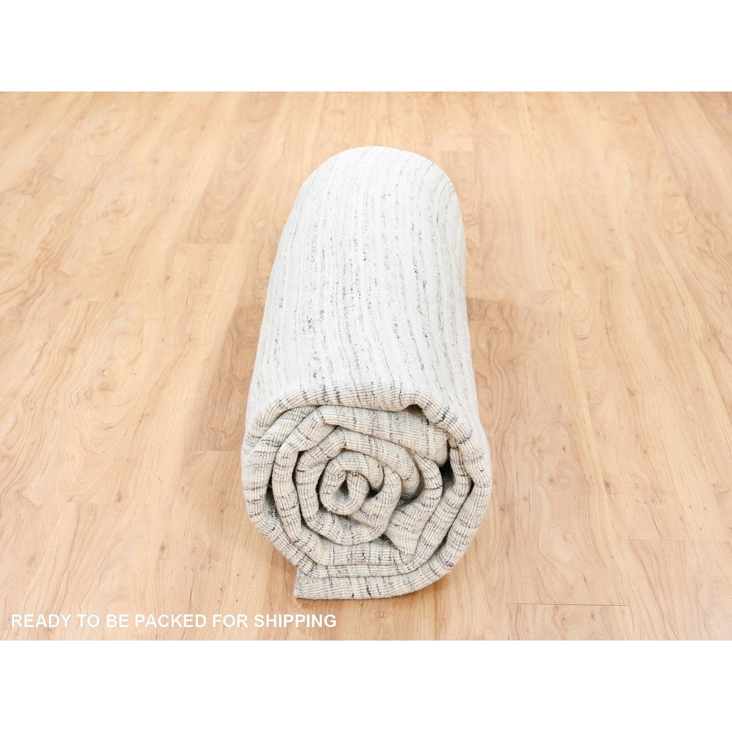 11'10"X11'10" Hand Loomed Natural Wool Plain Modern Design Gray Round Rug