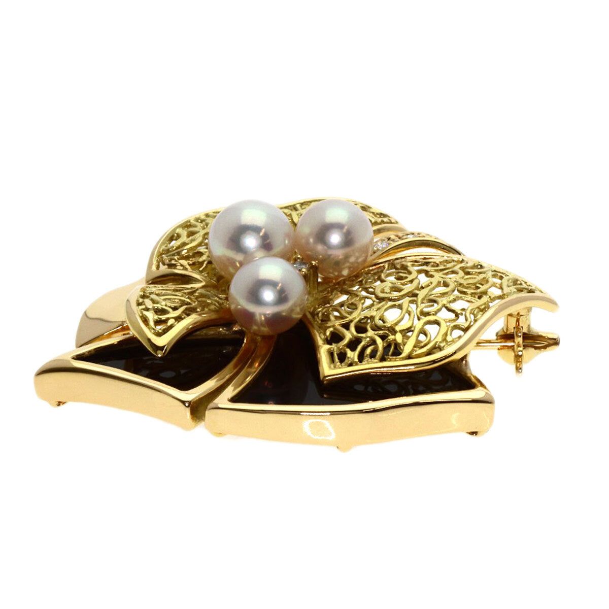 TASAKI Brooch Akoya Pearl Pearl Onyx Diamond