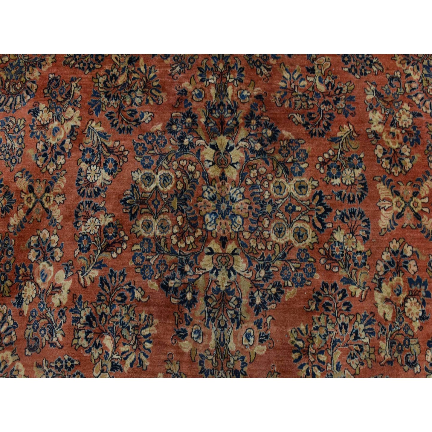 11'10"X15'6" Orange Antique Saroogh 100% Wool Hand Knotted Oriental Rug