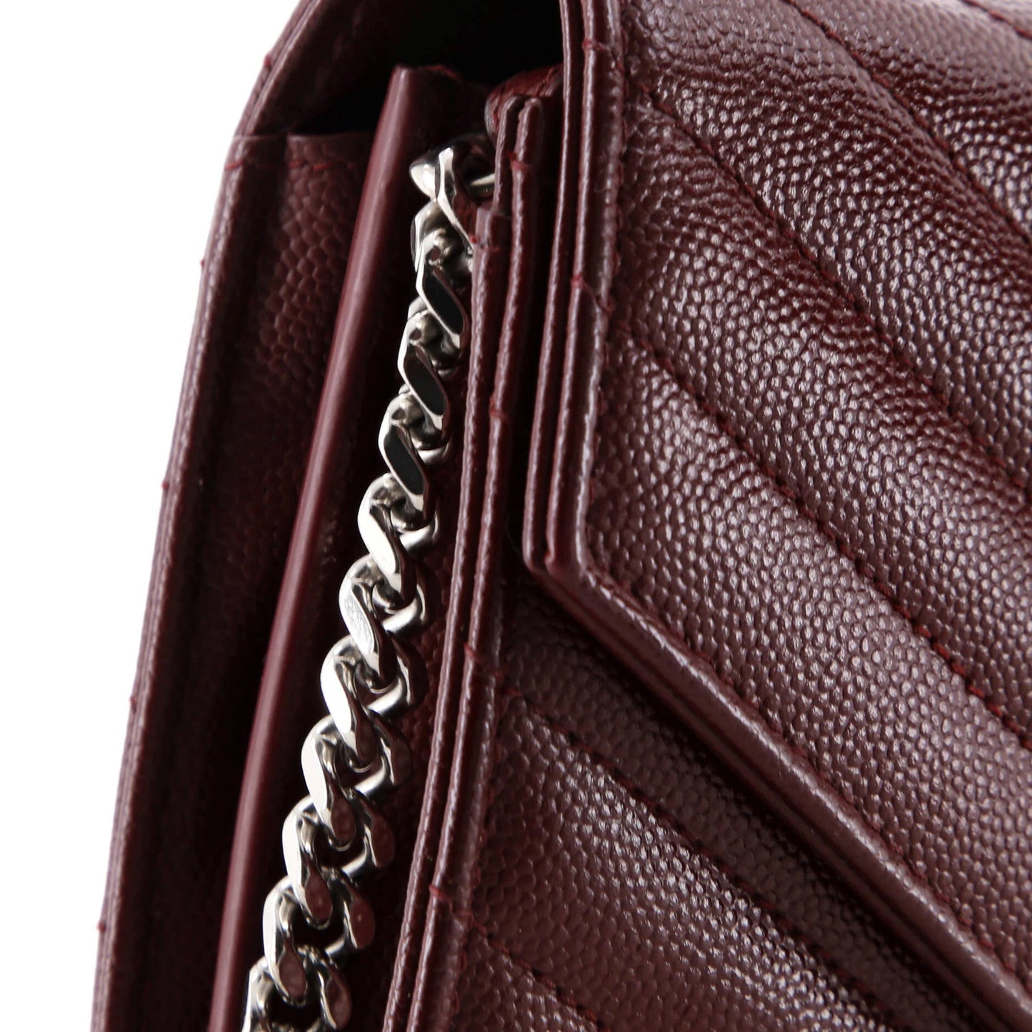 Saint Laurent Classic Monogram Wallet On Chain Matelasse Chevron Leather Medium