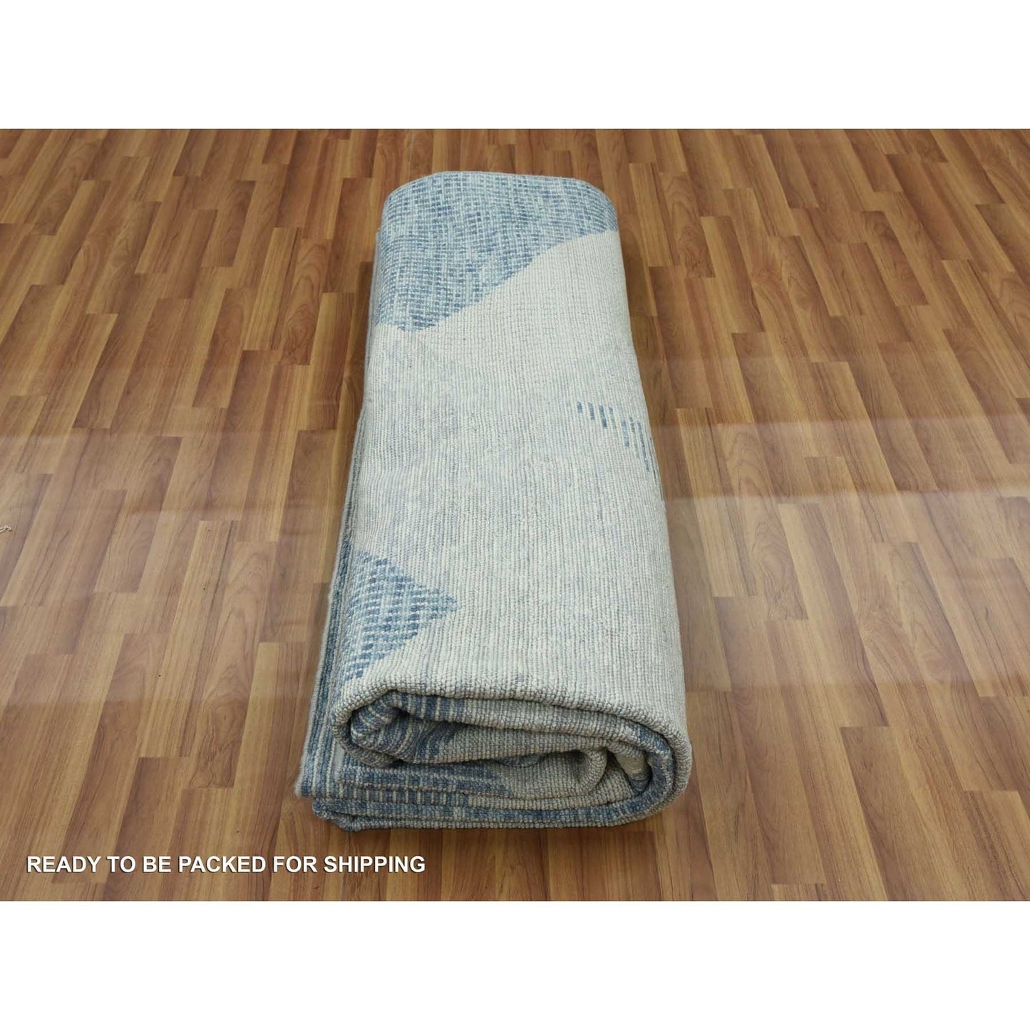 9'2"X12'3" Blue Wool Hand Knotted Geometric Art Deco Collection Rug