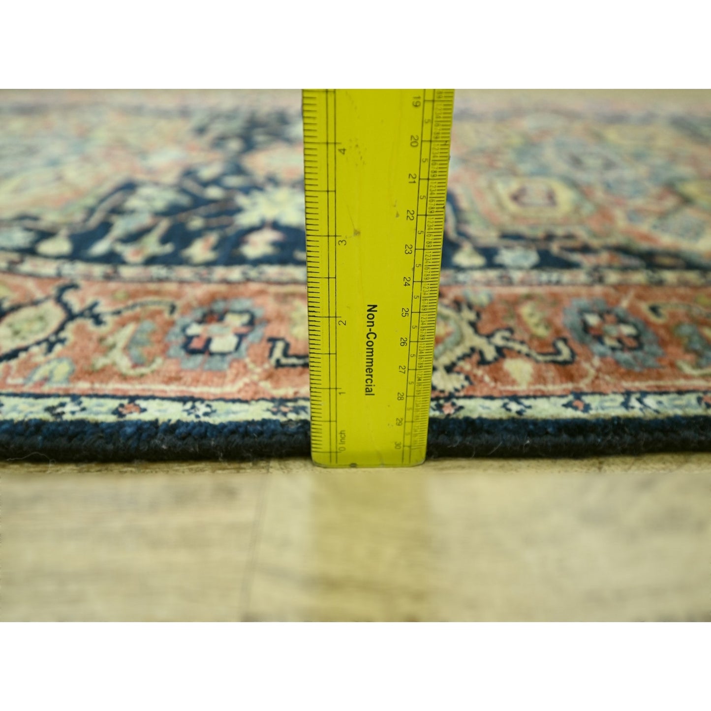 2'6"X11'5" Navy Heris With Medallions Design Hand Knotted Wool Runner Rug