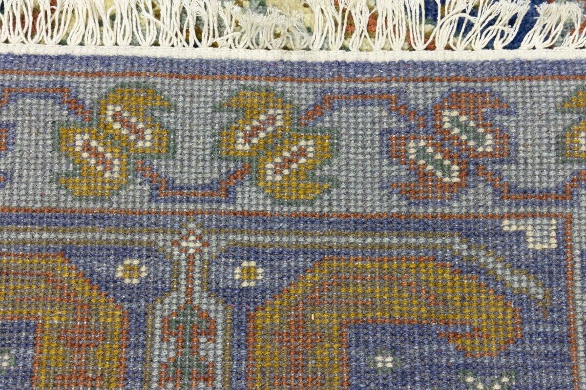 Navy Blue Geometric Tribal Kazak Rug Wool