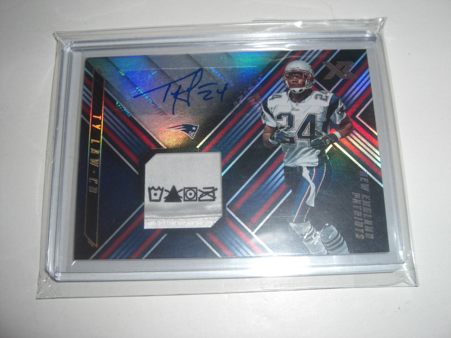 Ty Law 2018 Panini Player Worn Jersey Laundry Tag