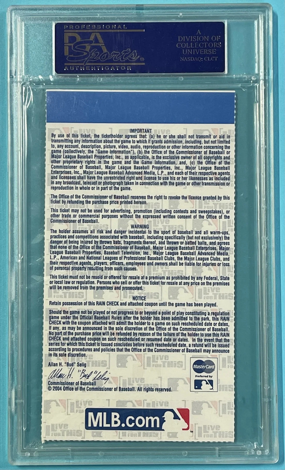 2004 World Series Game 4 Ticket Stub Red Sox Vs. Cardinals Psa Nm7