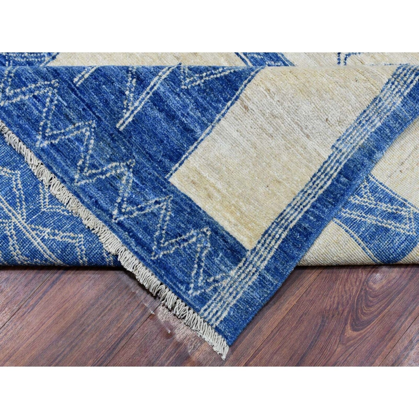 10'1"X13'9" Navy Blue Fine Peshawar Extra Soft Wool Hand Knotted Rug