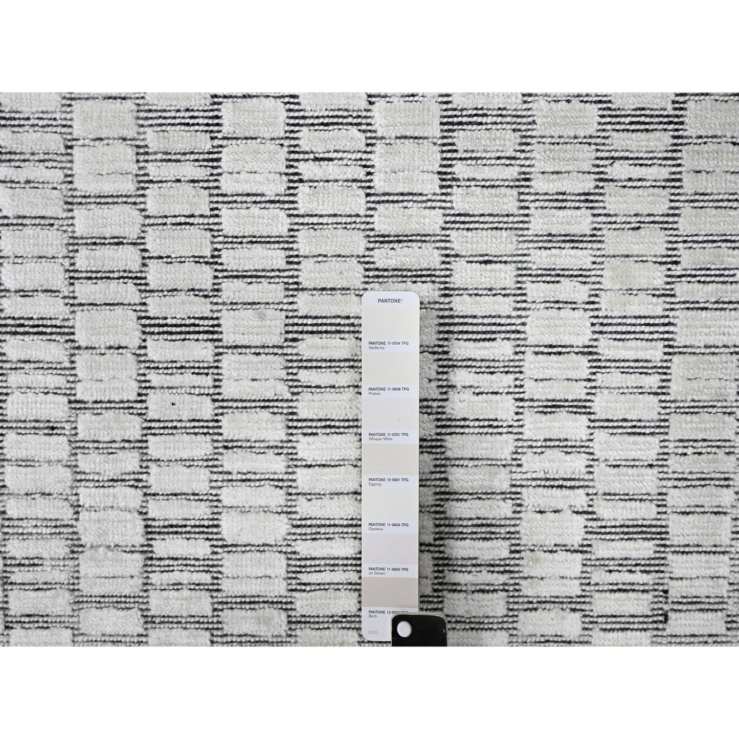 12'2"X18' Snow White Modern Roman Design Hand Loomed Oversized Rug