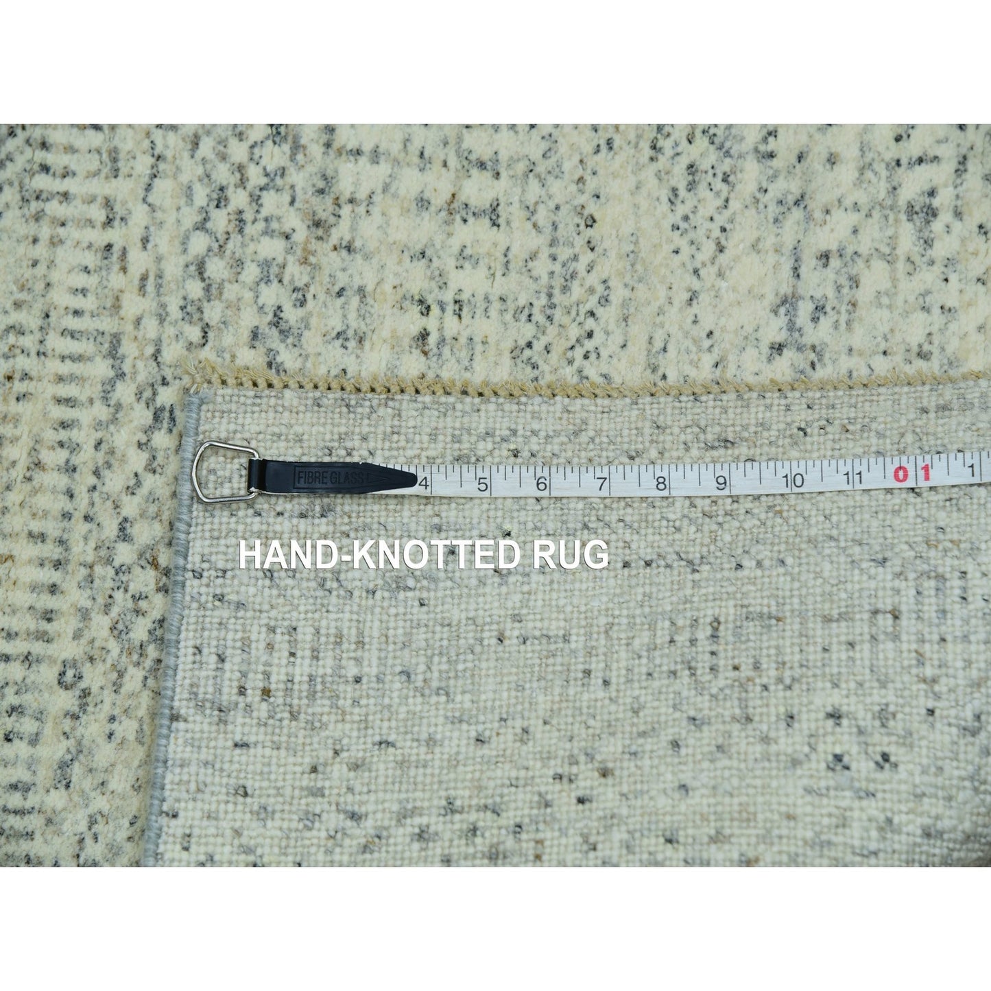 2'7"X10'1" White Hand Knotted Modern Grass Wool Runner Oriental Rug