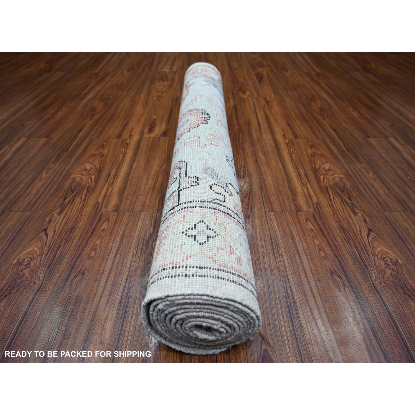 4'2"X11'8" Gray Wool Hand Knotted Afghan Angora Oushak Runner Rug