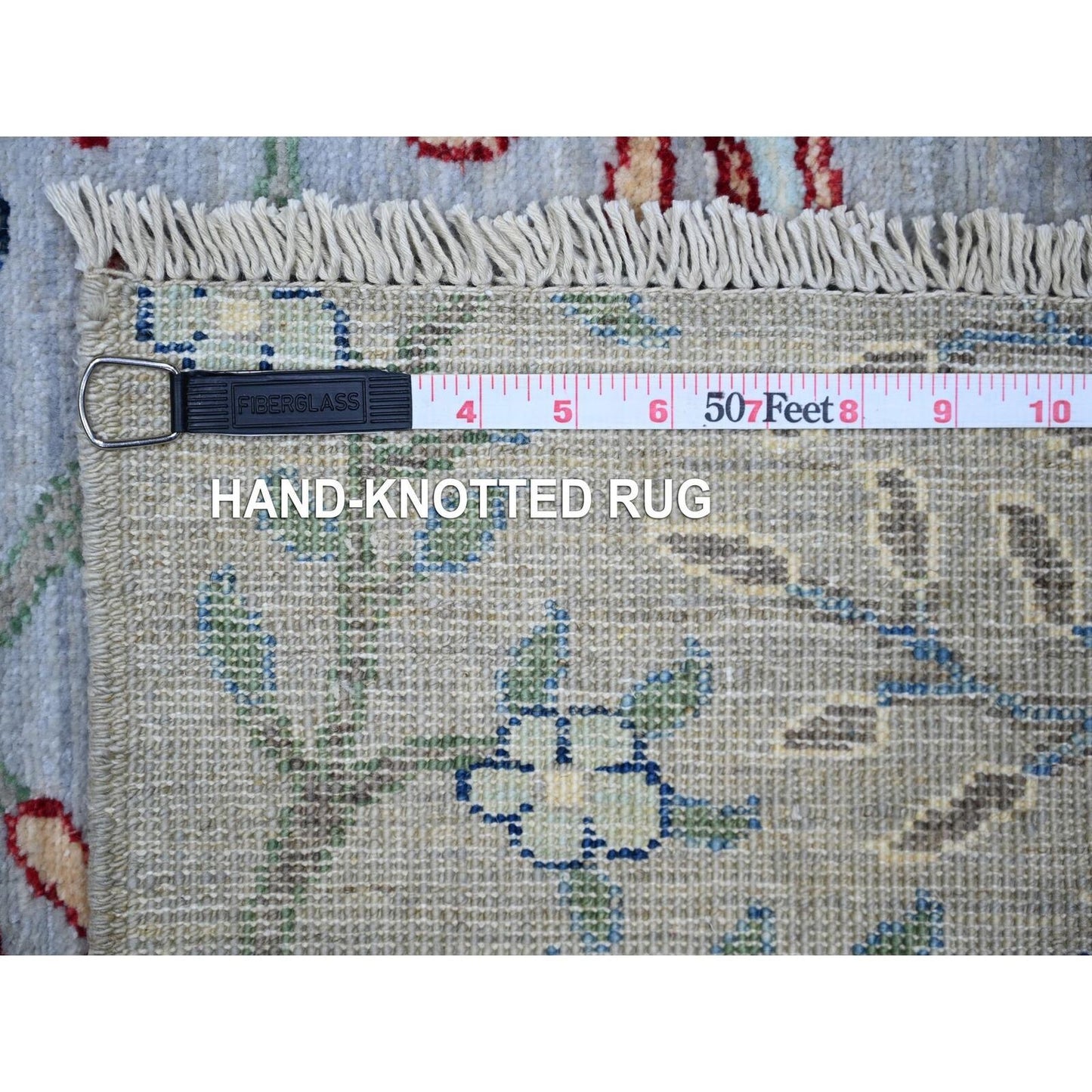 2'9"X7'7" Ash Gray Afghan Peshawar Wool Hand Knotted Runner Oriental Rug