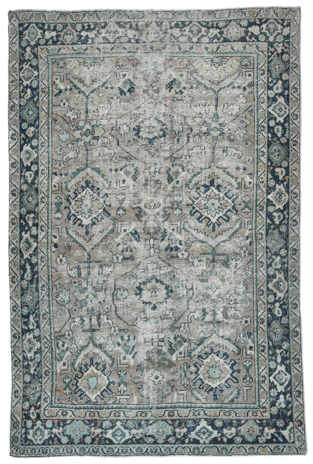 Antique Hand-Knotted Oriental Rug 7X10 Ft Floral