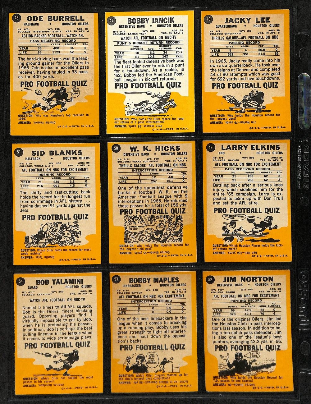 1967 Topps Football Card Complete Set (1-132)