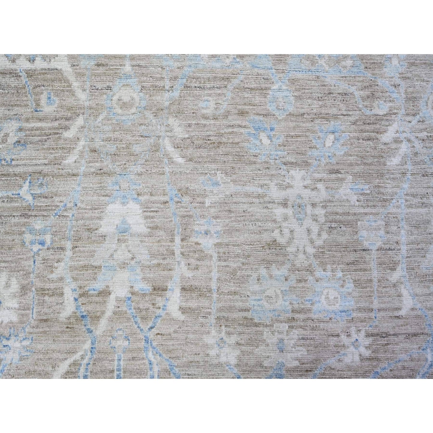 8'9"X12' Brown White Wash Peshawar Wool Hand Knotted Oriental Rug