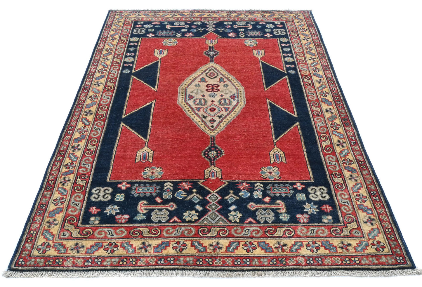 Handmade Kazak Oushak Oriental Rug 4X6 Ft Red