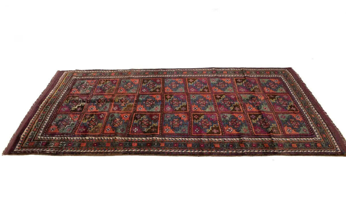 Vintage Violet Brown Oriental Rug Tribal Design