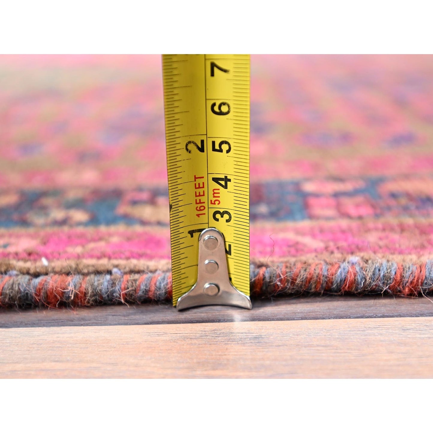 3'4"X10'8" Purple Overdyed Hand Knotted Old Hamadan Wide Long Runner Rug