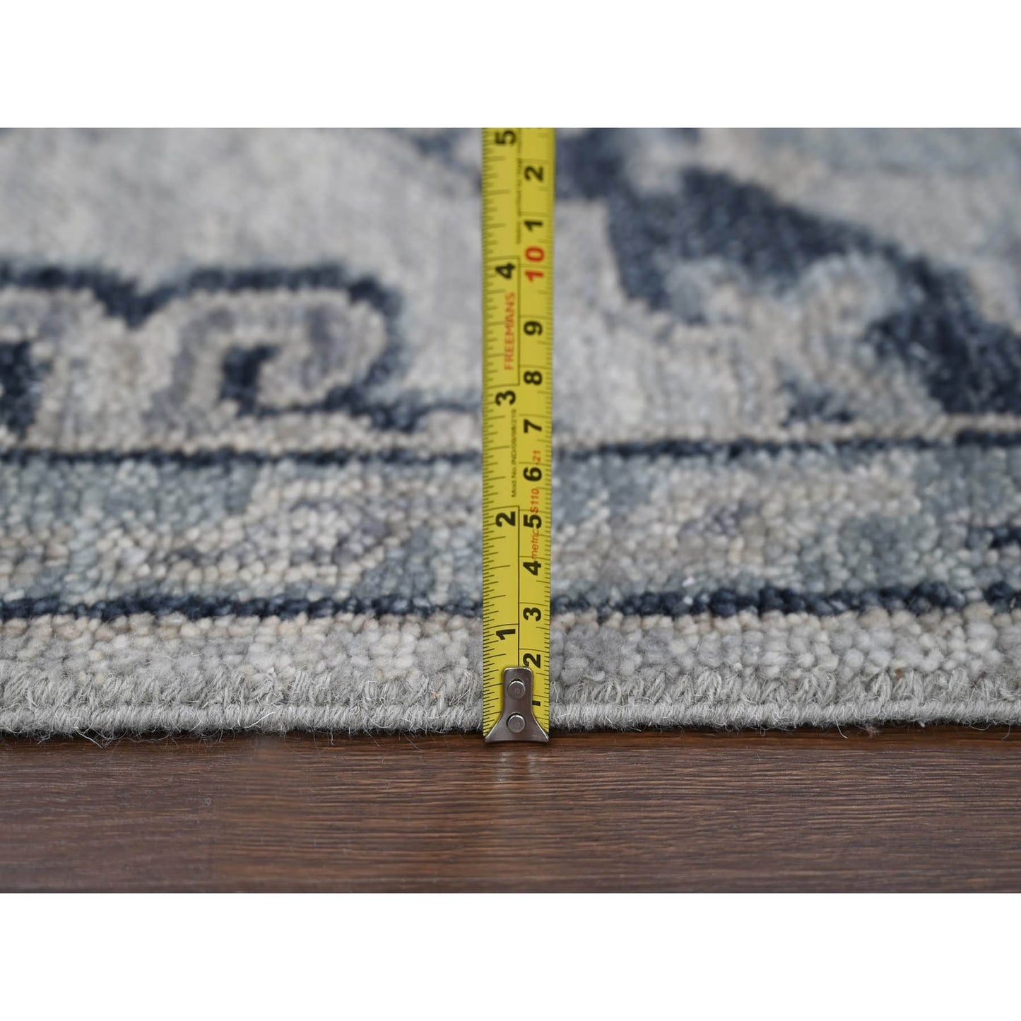 5'10"X8'10" Silver Gray Natural Wool Hand Knotted Anatolian Design Rug