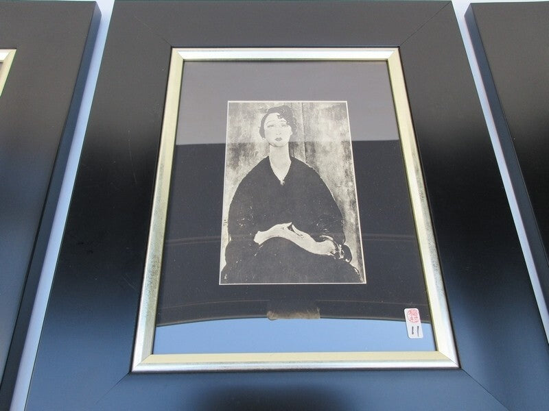 Amedeo Modigliani 1933 Original Lithograph Set Of 3 Woman Portrait Framed Coa