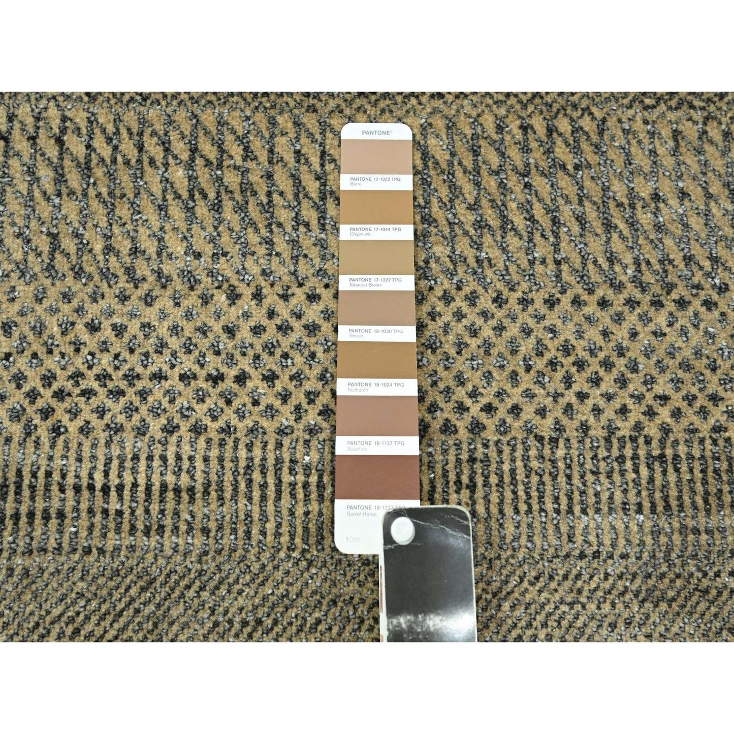 2'7"X20'4" Brown Modern Grass Design Hand Knotted Wool & Silk Runner Rug