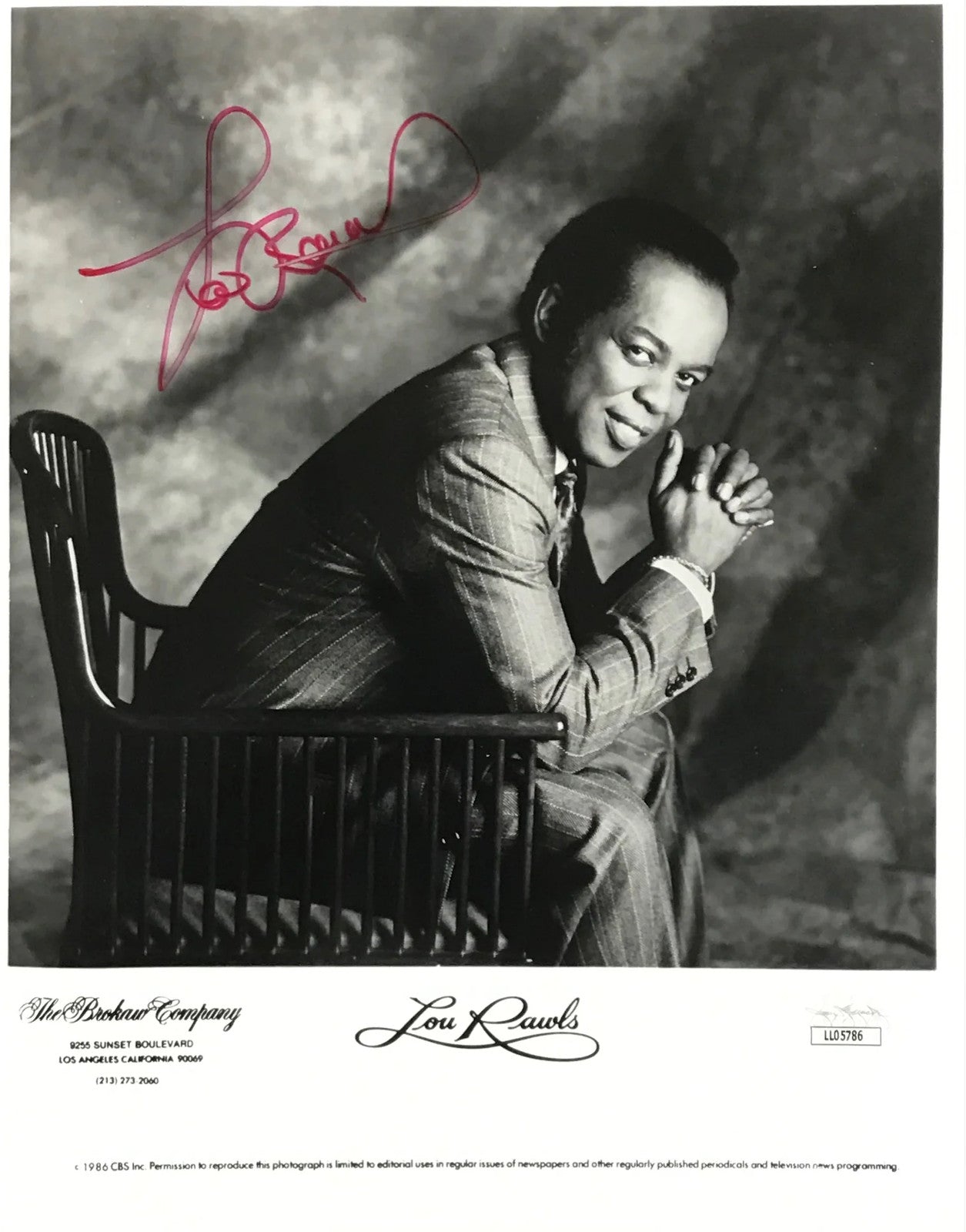 Lou Rawls Autographed 8X10 Celebrity Card Board Photo (Jsa)