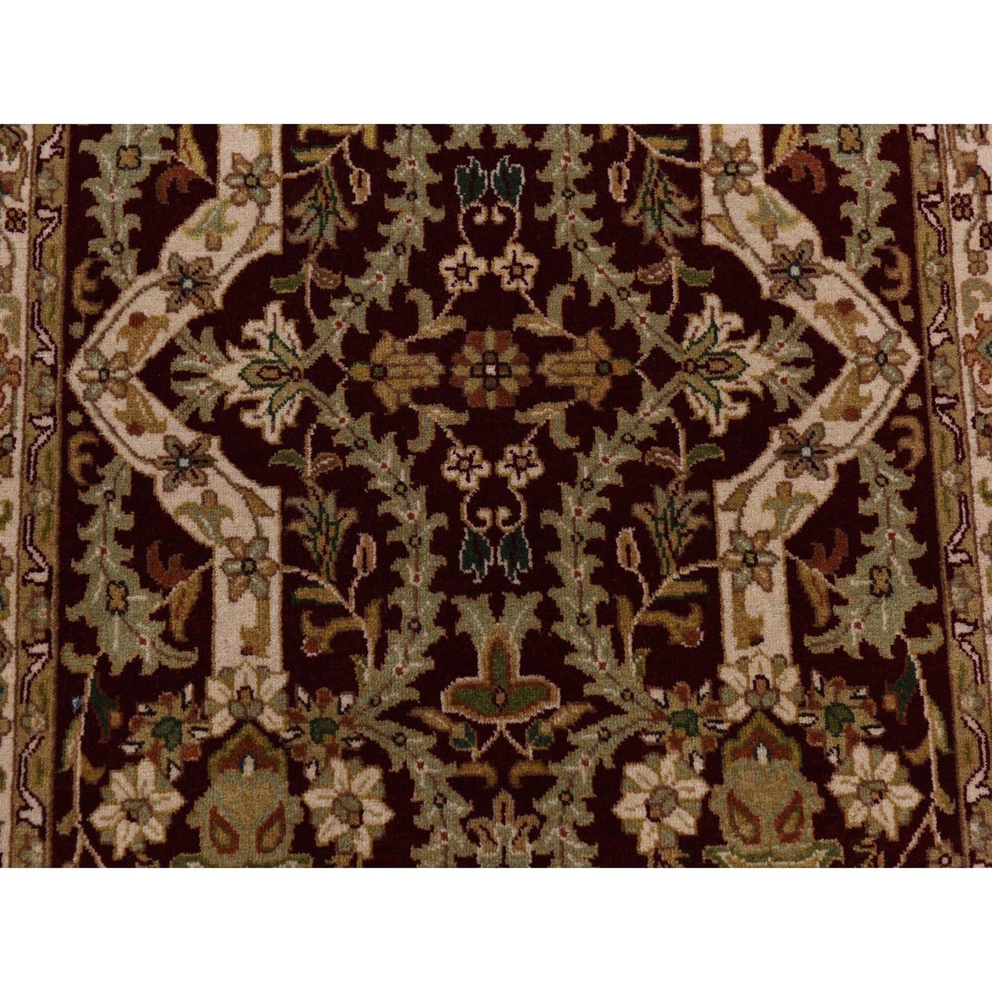 3'1"X5' Burgundy Red Hand Knotted 300 Kpsi Wool Zoroastrian Design Rug