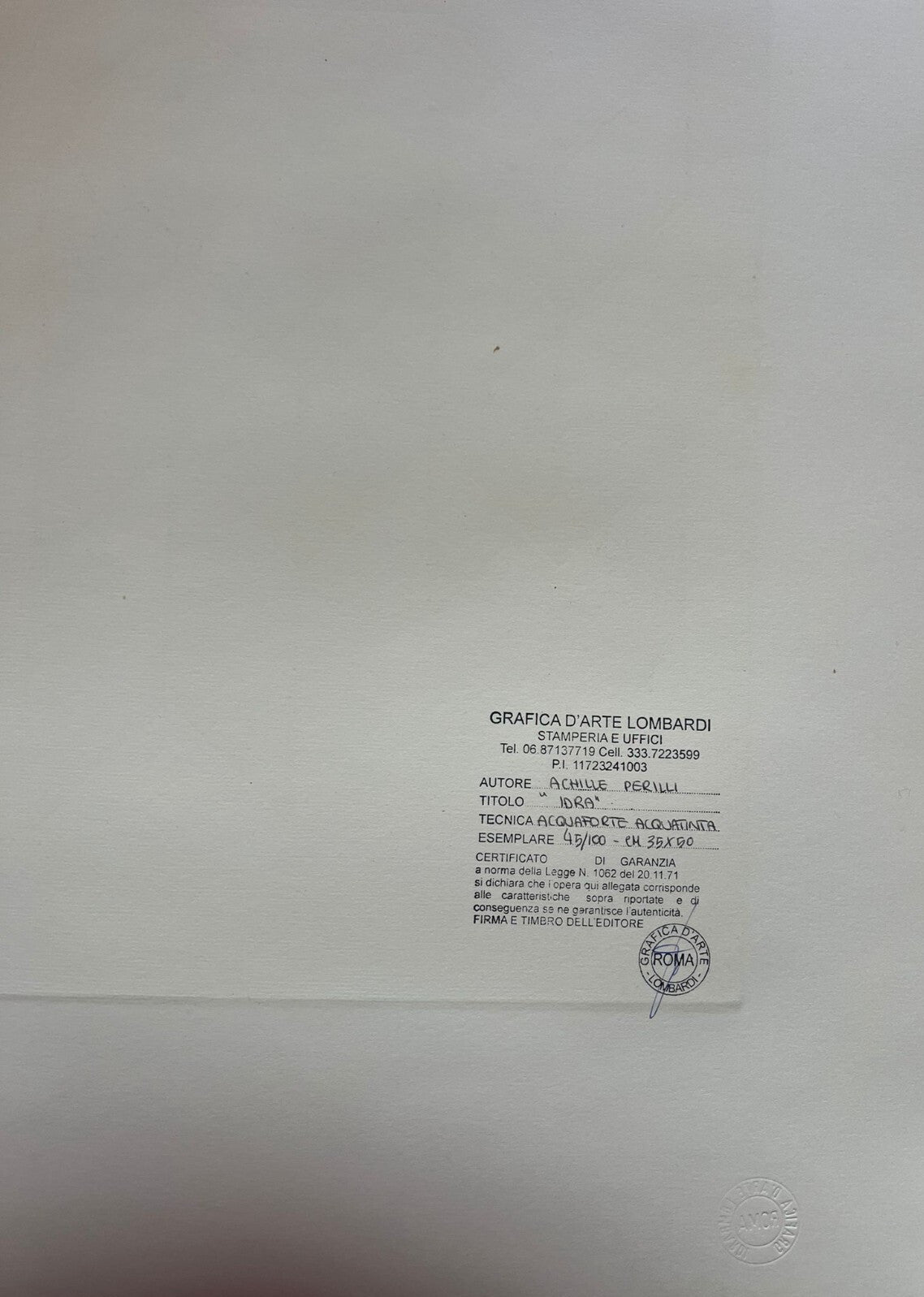 Achille Perilli Engraving Hand Signed Numbered