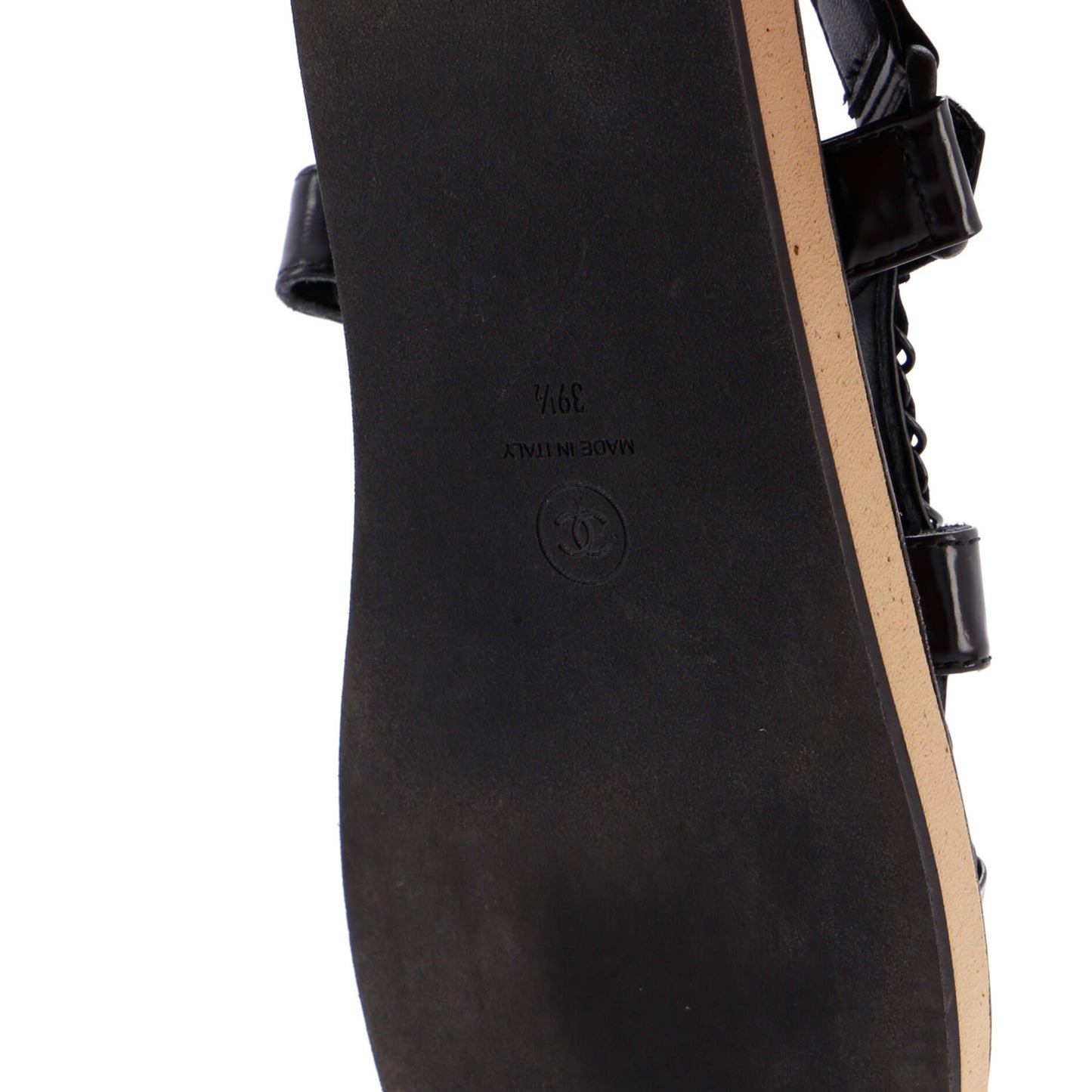 Chanel Women'S Chain Cc Slingback Sandals Quilted Leather With Cork