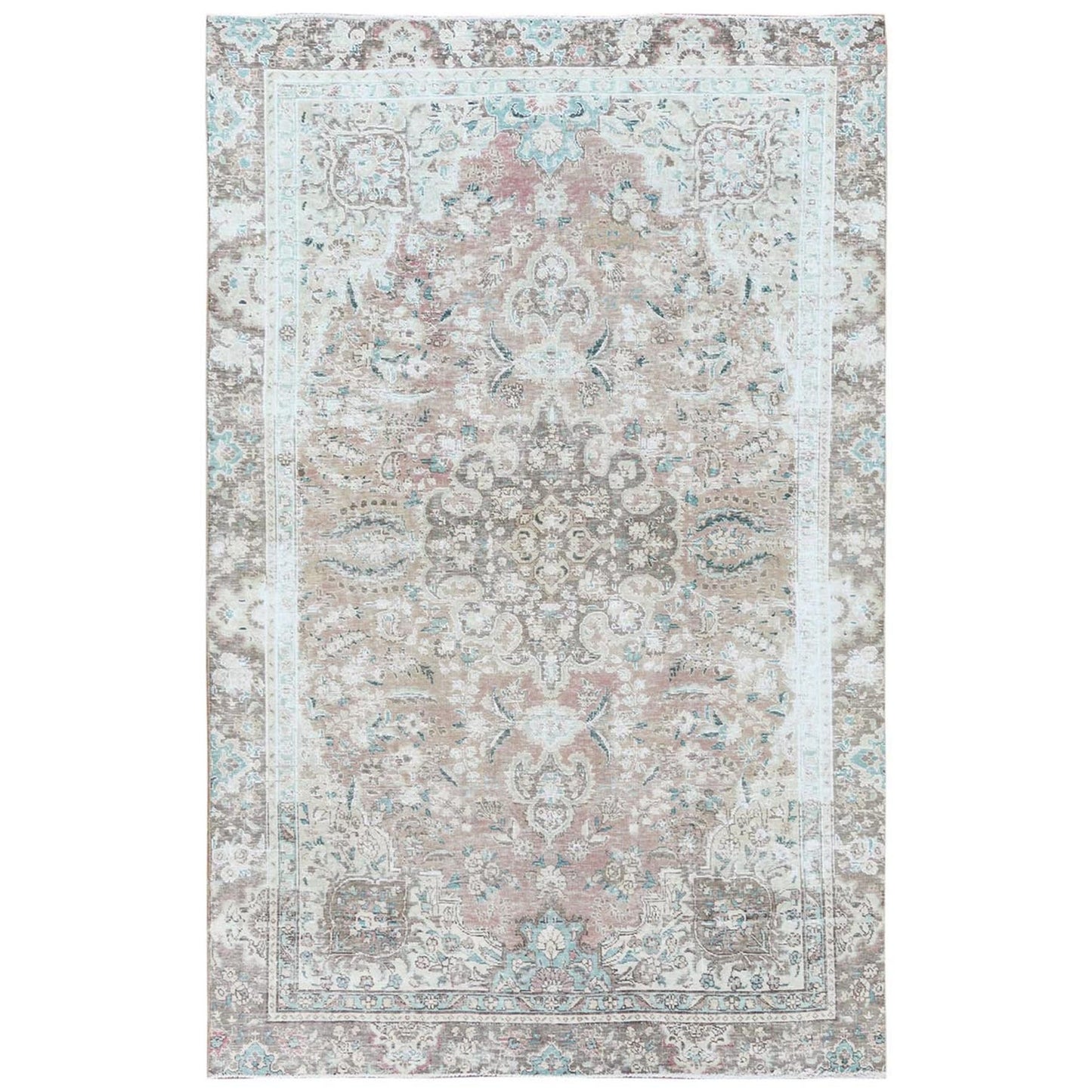 5'10"X9'5" Red Pure Wool Bohemian Farsian Tebraz Medallion Design Rug