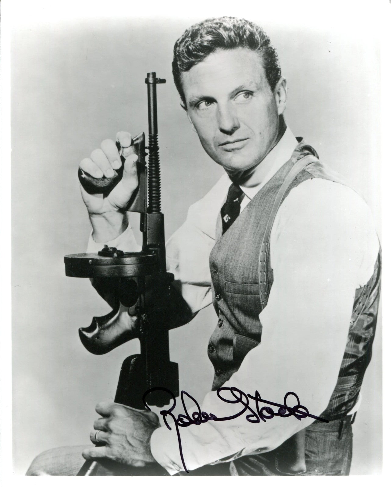 Robert Stock Autographed 8X10 Black & White Photo