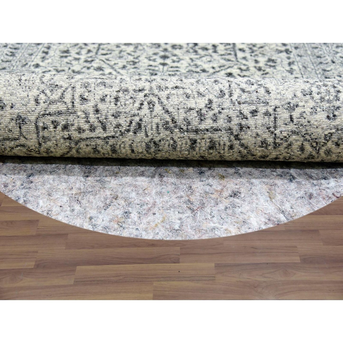 10'X10' Oxford White Hand Knotted Organic Wool Mamluk Dynasty Round Rug