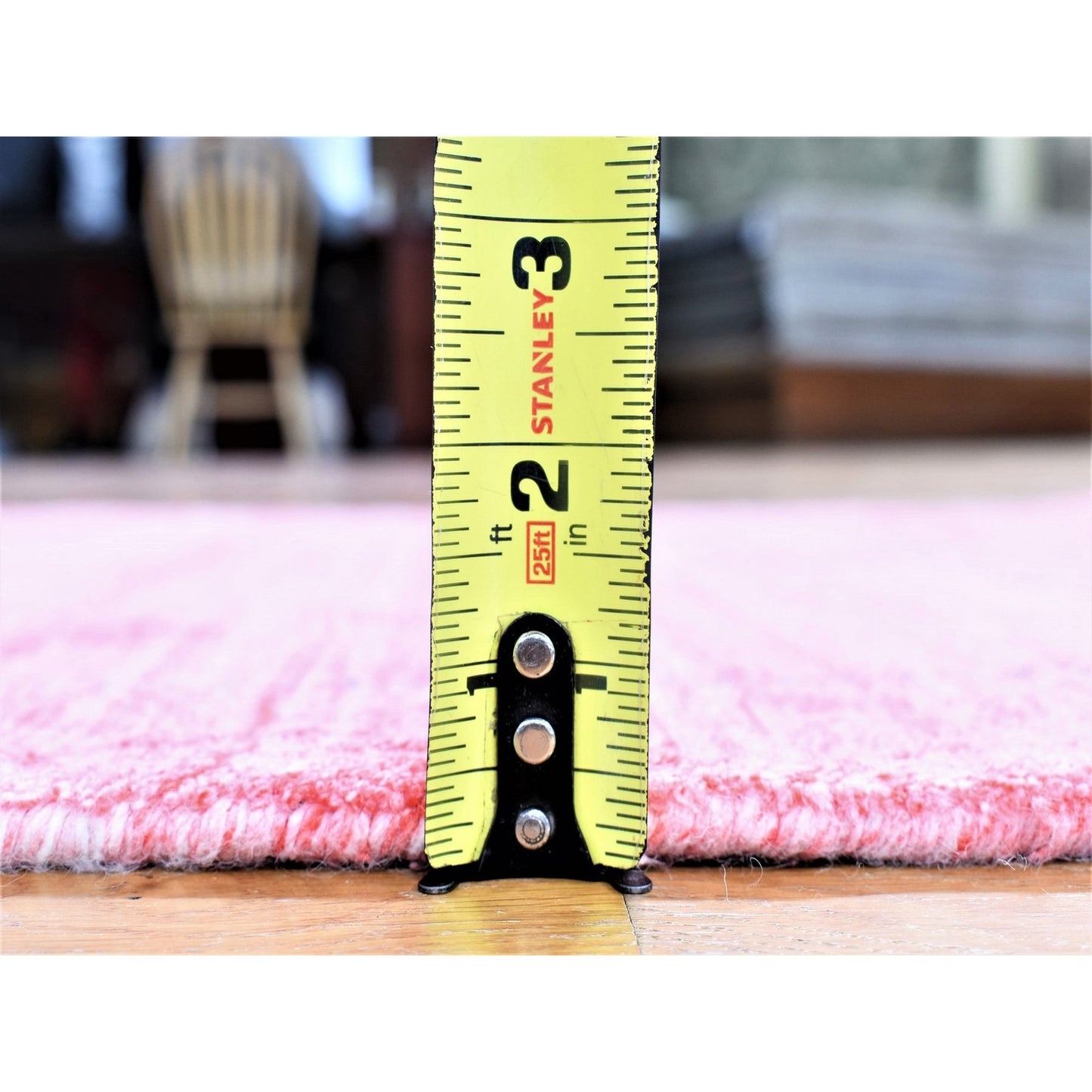 2'6"X17'10" Pink Folk Art Hand Loomed Wool-Silk Hand Loomed Runner Rug