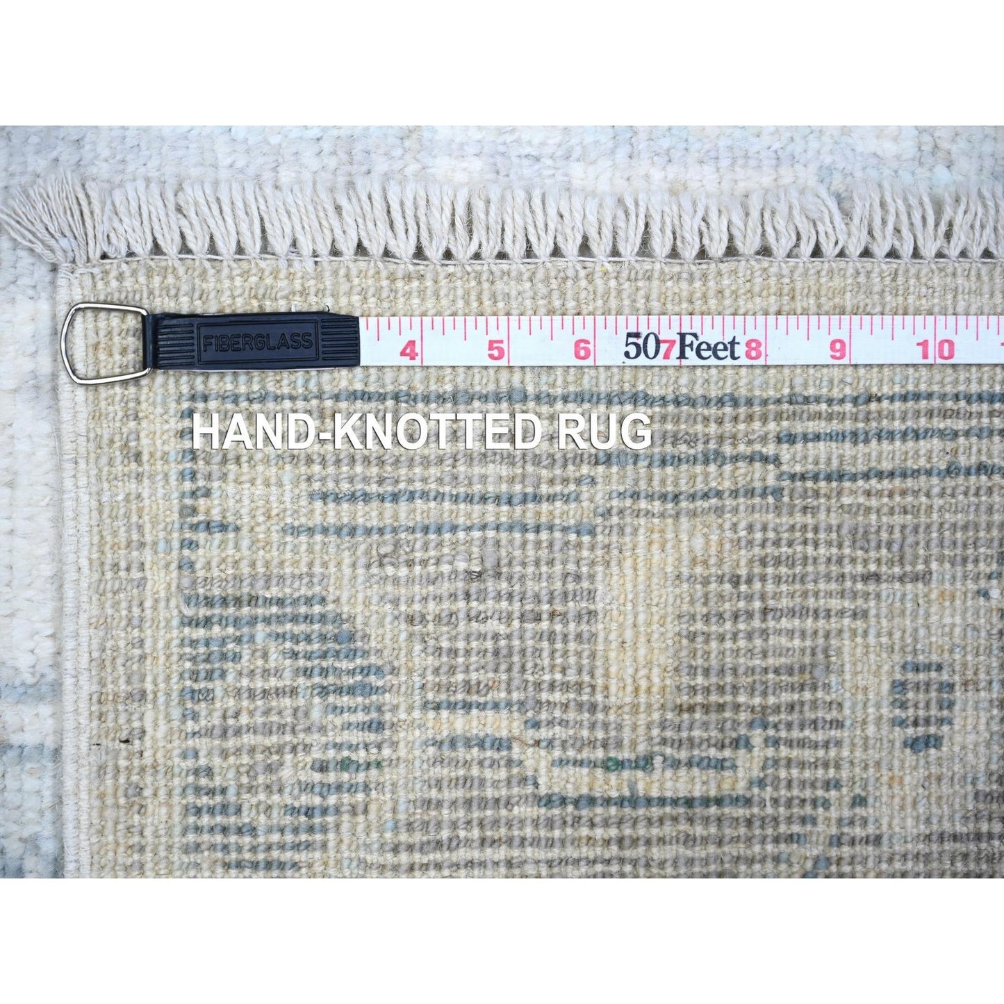 2'8"X11'7" Gray Afghan Angora Oushak 100% Wool Hand Knotted Runner Rug