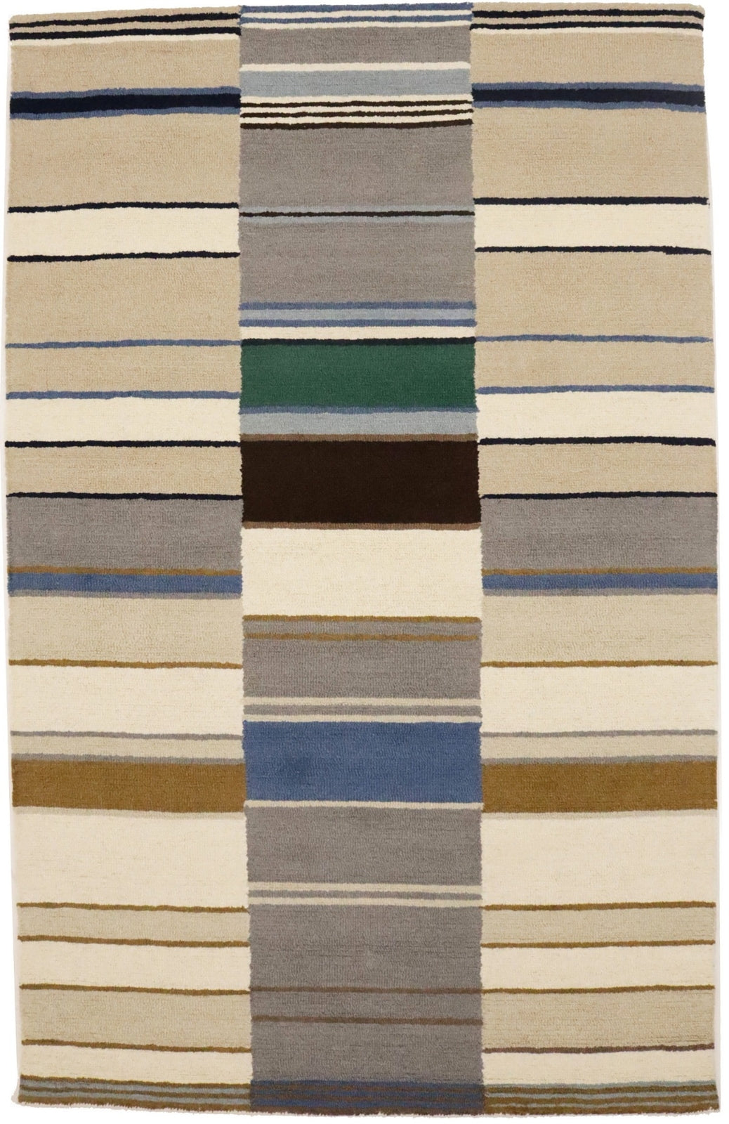 Hand-Tufted Multicolored Stripes Design Plush Rug