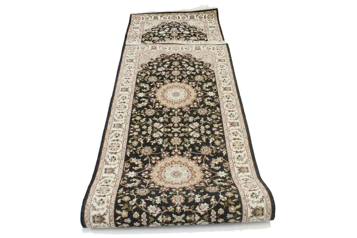 Handmade Indo-Nain Oriental Runner Rug 3X12 Ft
