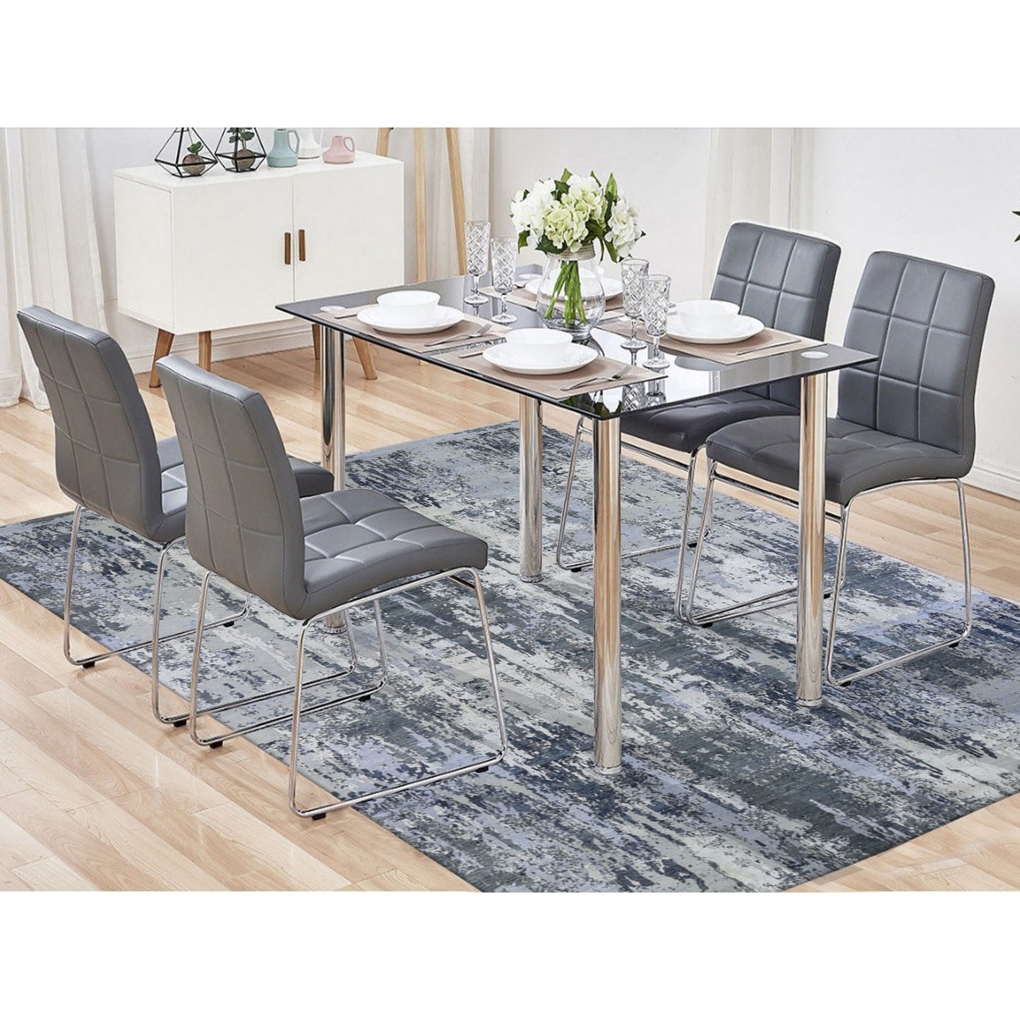 8'2"X10'2" Abstract Design Wool And Pure Silk Hand Knotted Oriental Rug