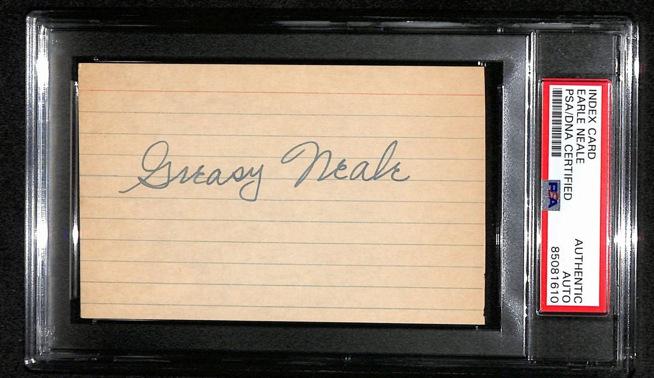 Earle Greasy Neale Hof Signed 3X5 Index Card