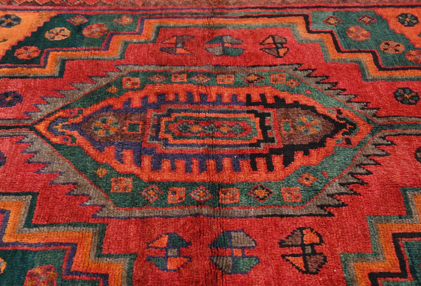 Handmade Vintage Tribal Red Floral Wool 4'8X6'4