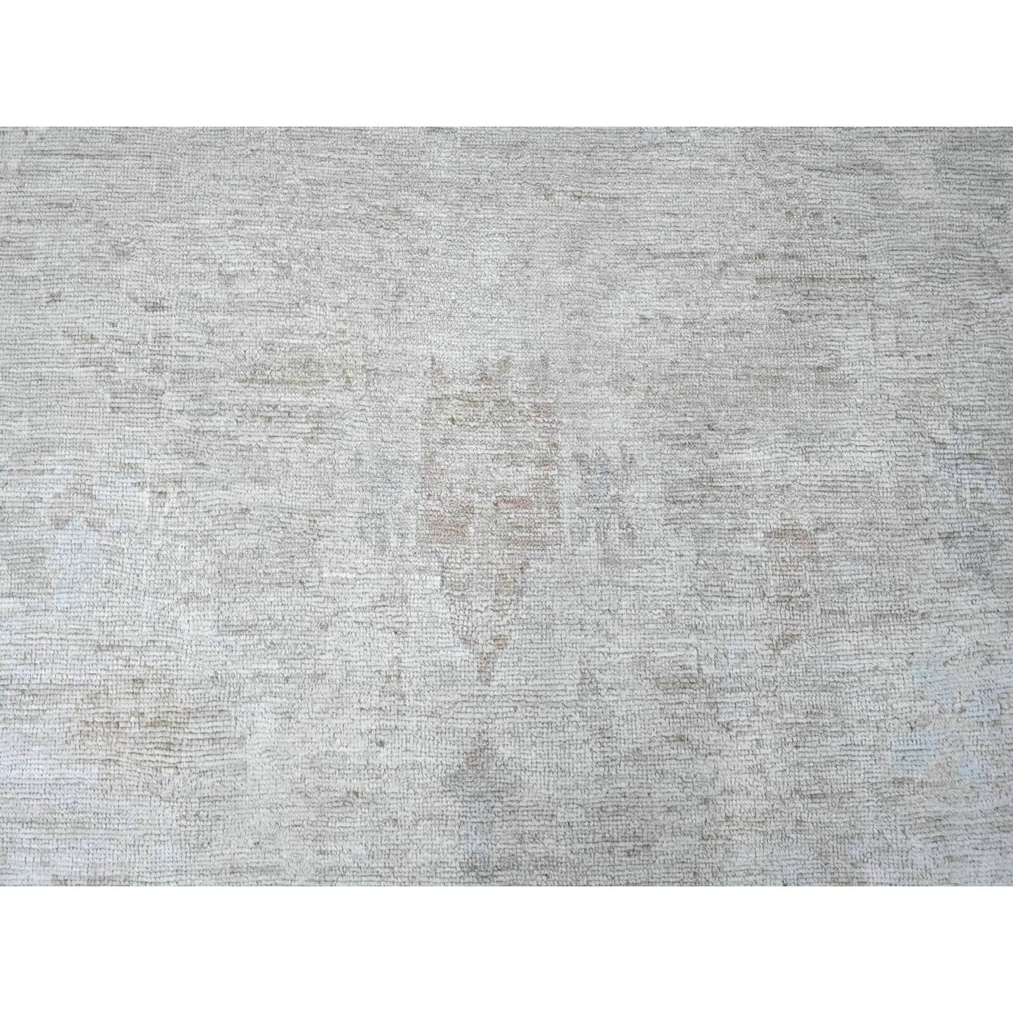 7'8"X14'10" Cloud Gray Hand Knotted Afghan Angora Oushak Wool Runner Rug