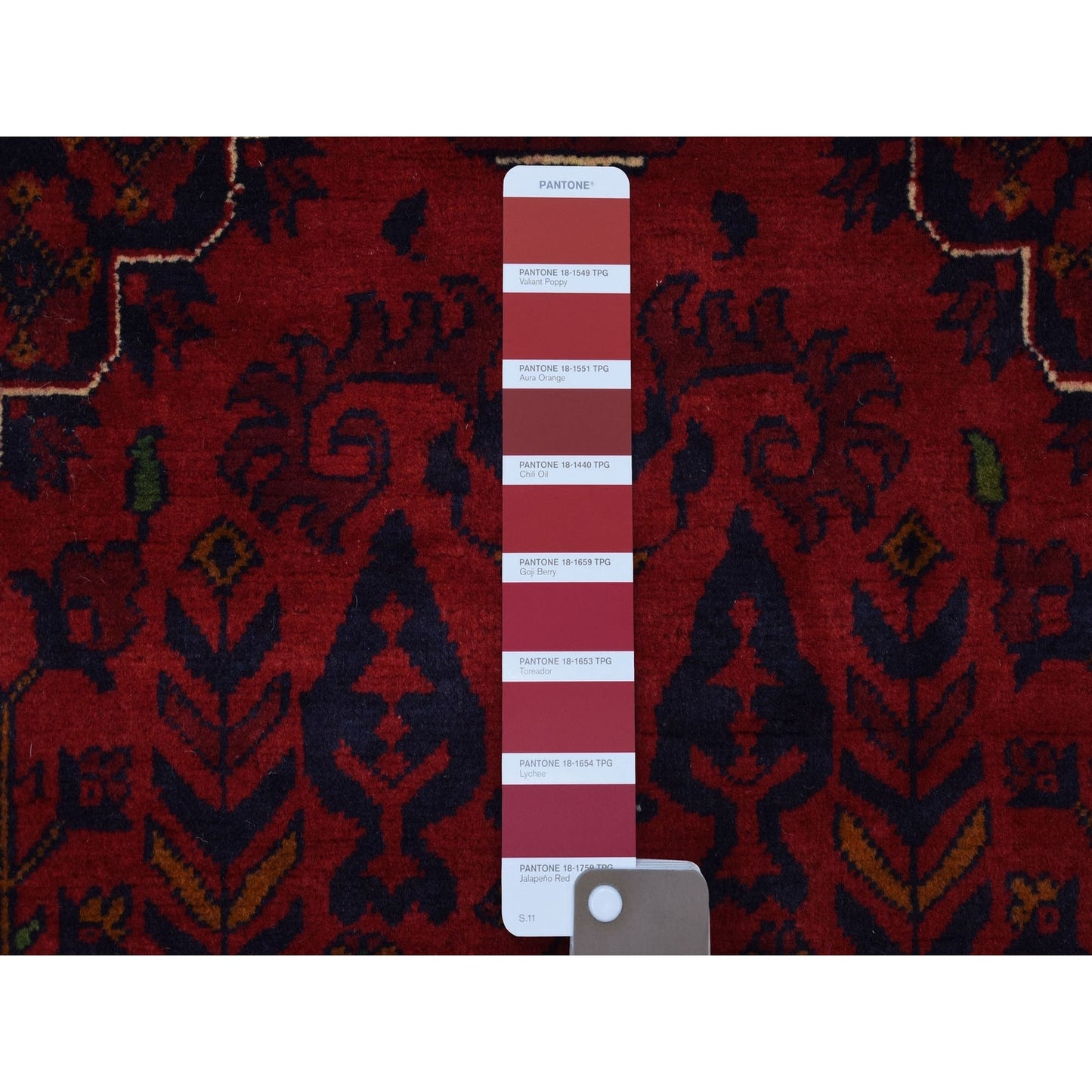 3'3"X4'10" Hand Knotted Afghan Khamyab Soft Wool Deep Red Rug