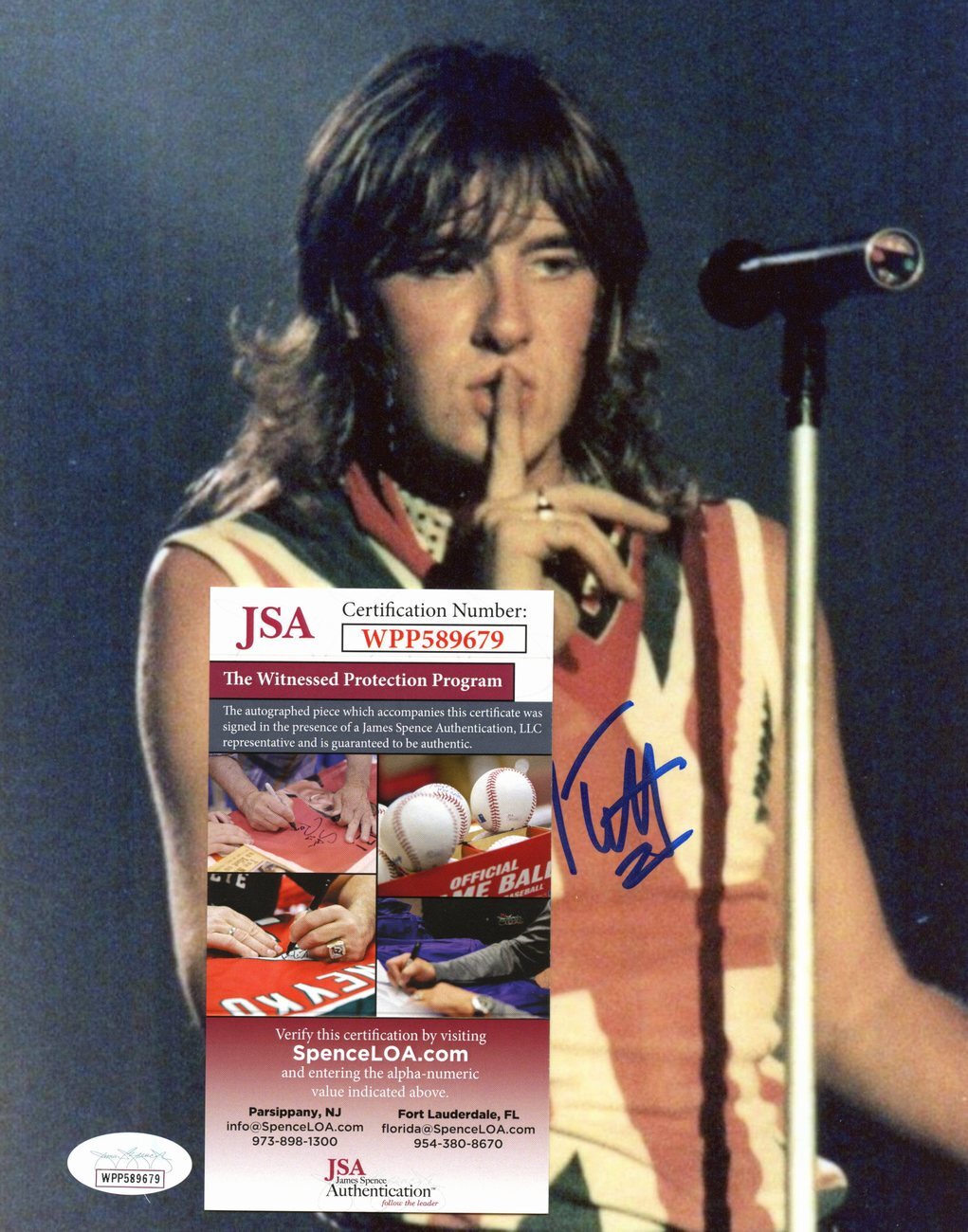 Joe Elliott Autographed 8X10 Photo Def Leppard Jsa