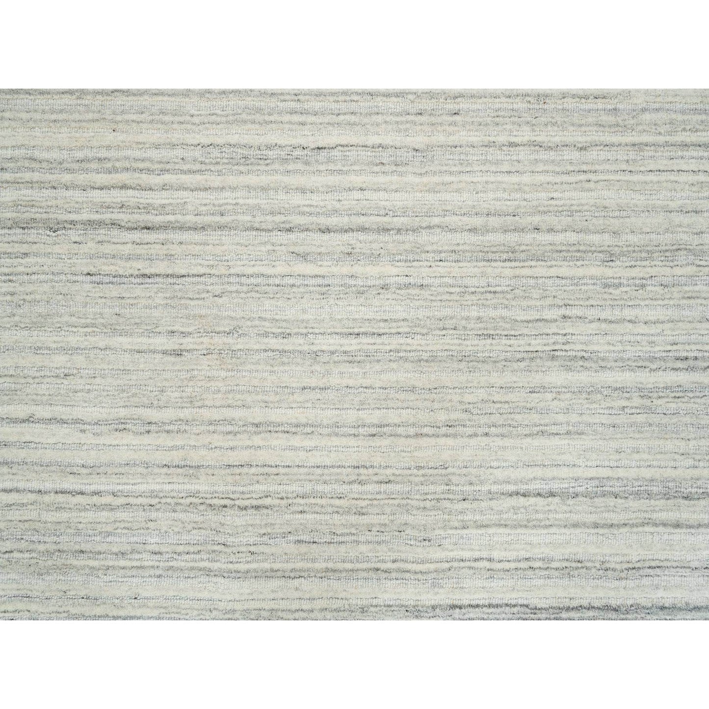 12'1"X12'1" Ivory Hand Loomed Undyed Natural Wool Modern Design Round Rug