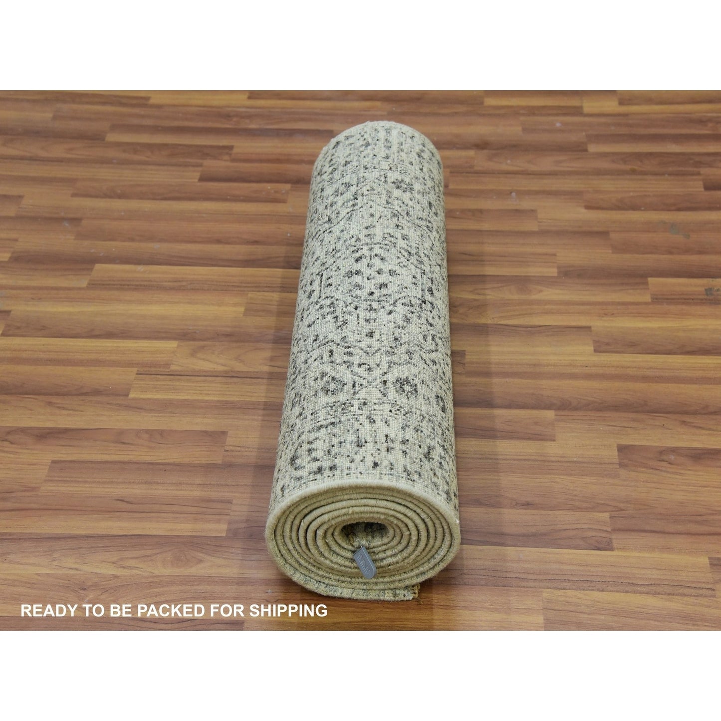 2'7"X14'1" White Mamluk Dynasty Undyed Wool Hand Knotted Runner Rug