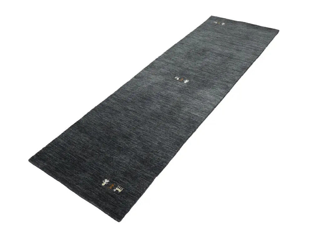 Plush Gabbeh Runner Rug Charcoal Tribal Modern
