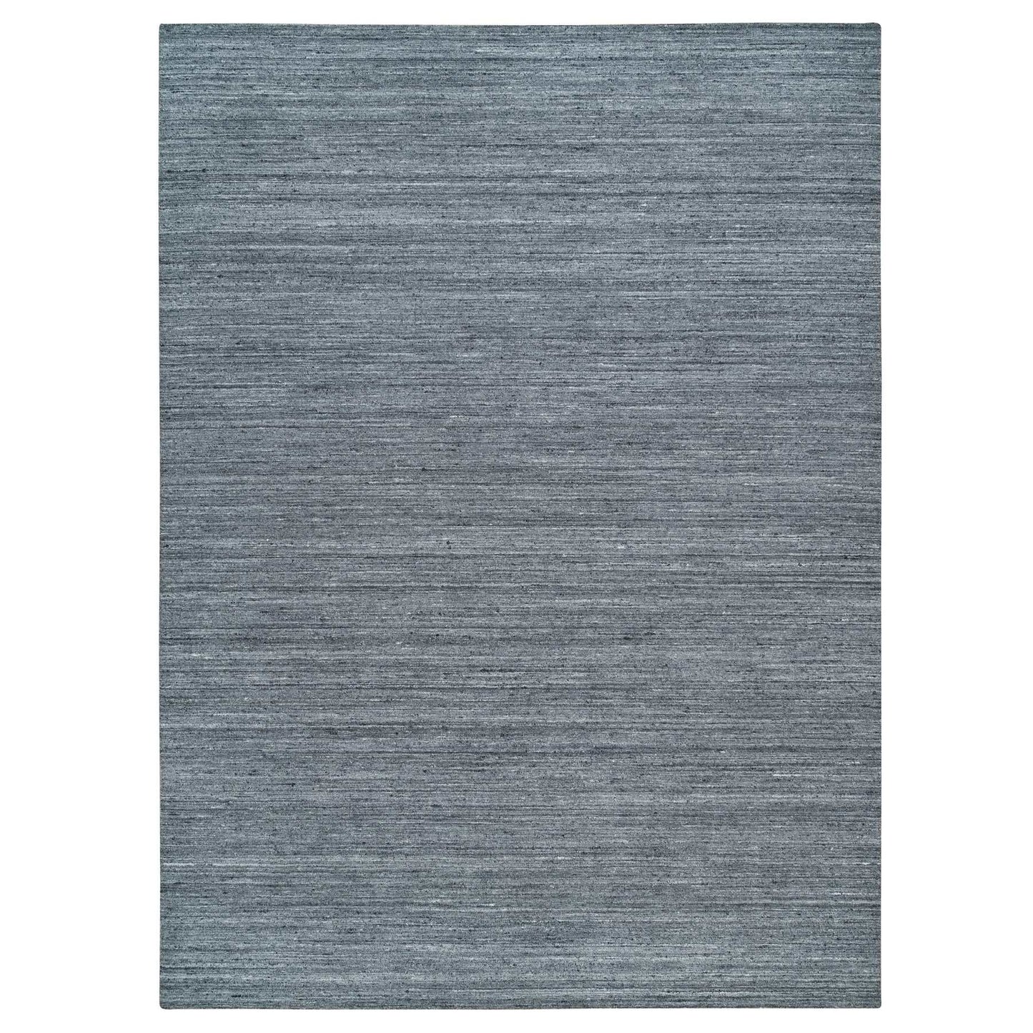 10'3"X14' Arsenic Gray Pure Wool Hand Loomed Modern Striae Design Rug