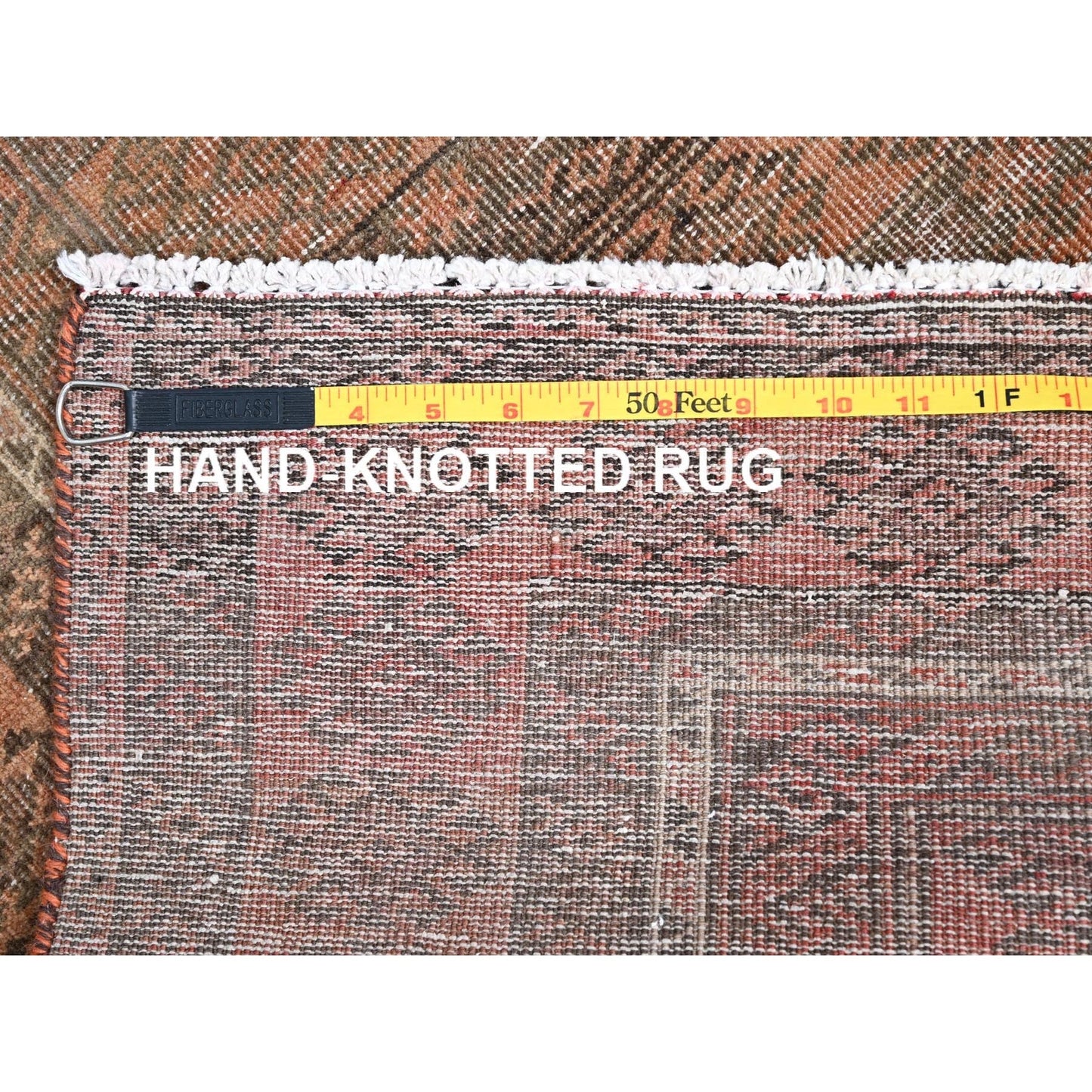 3'X6'7" Brown Hand Knotted Worn All Wool Rug