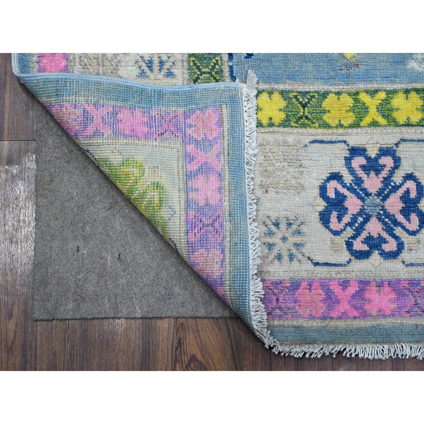 5'10"X8'10" Glaucous Gray Fusion Kazak Soft And Shiny Wool Oriental Rug