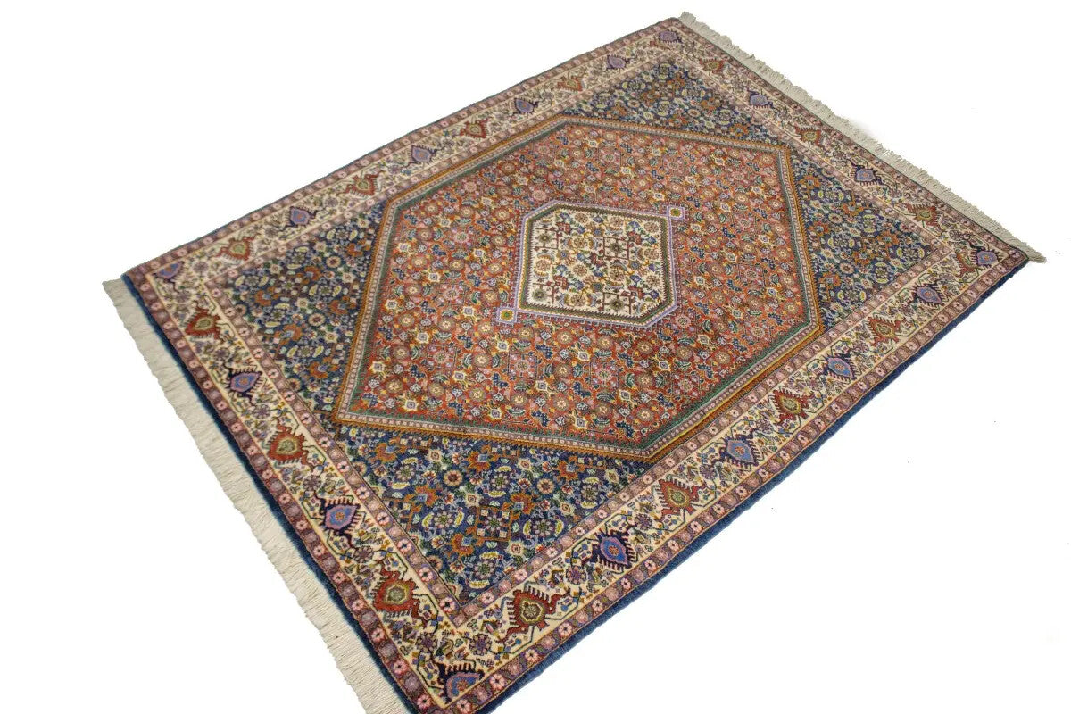 Handmade Oriental Rug Orange-Red Geometric Floral
